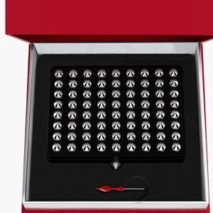 Christian Louboutin Black Lacquered Refillable Makeup Case Clutch with Spikes